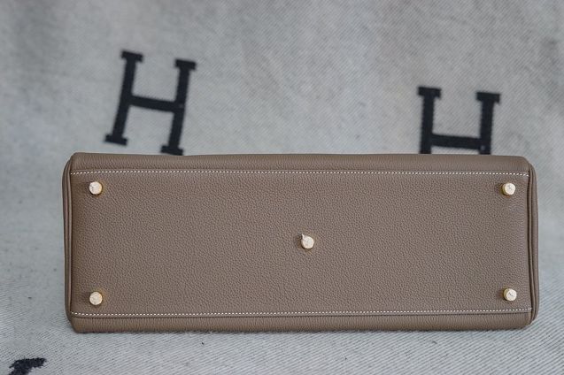 Hermes handmade original calfskin kelly 42 shoulder bag BK0057 etoupe grey