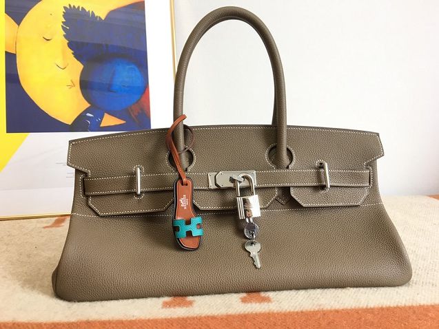 Hermes original calfskin birkin 42 shoulder bag BK0058 etoupe grey