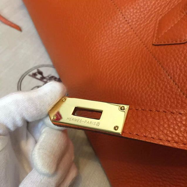 Hermes handmade original calfskin birkin 42 shoulder bag BK0058 orange