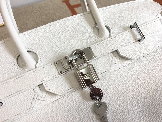 Hermes handmade original calfskin birkin 42 shoulder bag BK0058 white
