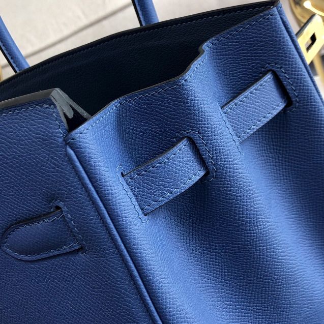Hermes original epsom leather birkin 35 bag H35-3 agate blue
