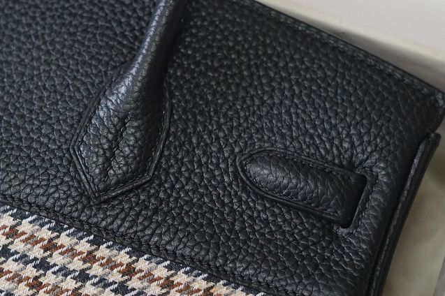 Hermes handmade original calfskin&tweed birkin bag BK00037 black