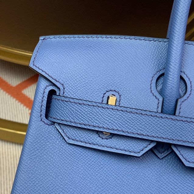 Hermes original epsom leather birkin 30 bag H30-3 blue brighton