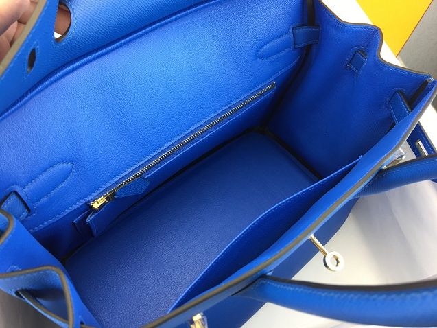 Hermes original epsom leather birkin 35 bag H35-3 blue hydra