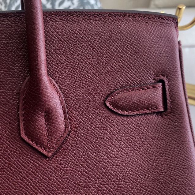 Hermes original epsom leather birkin 25 bag H25-3 bordeaux	