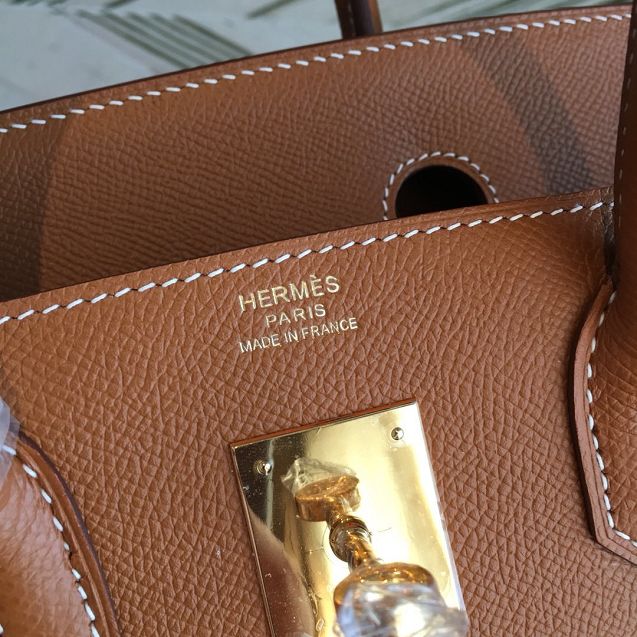 Hermes original epsom leather birkin 25 bag H25-3 earth yellow