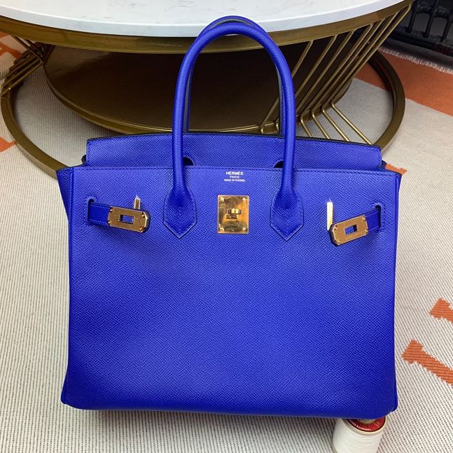 Hermes original epsom leather birkin 30 bag H30-3 electric blue