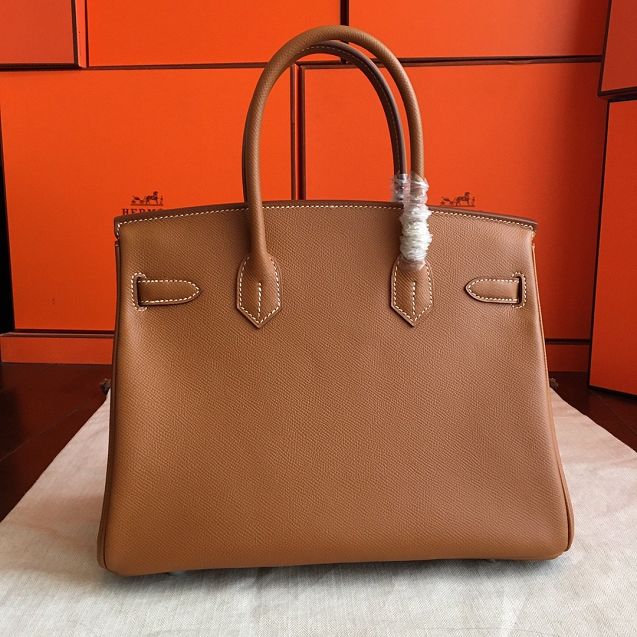 Hermes original epsom leather birkin 35 bag H35-3 gold brown