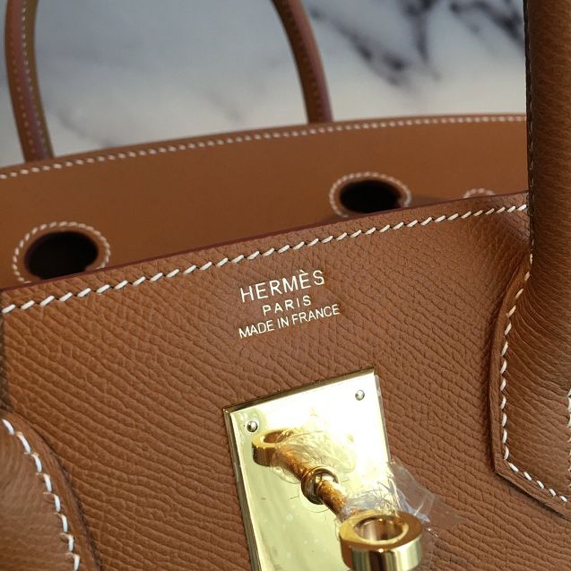 Hermes original epsom leather birkin 30 bag H30-3 gold brown