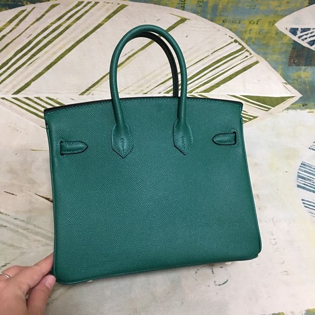 Hermes original epsom leather birkin 25 bag H25-3 peacock green