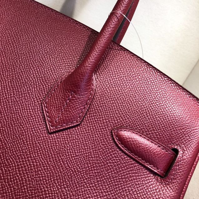 Hermes original epsom leather birkin 30 bag H30-3 rouge grenat