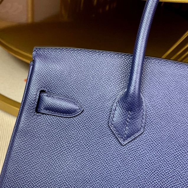 Hermes original epsom leather birkin 25 bag H25-3 royal blue