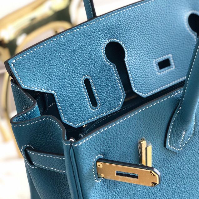 Hermes original togo leather birkin 30 bag H30-1 denim blue