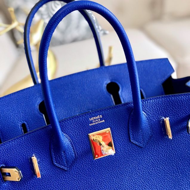 Hermes original togo leather birkin 30 bag H30-1 electric blue