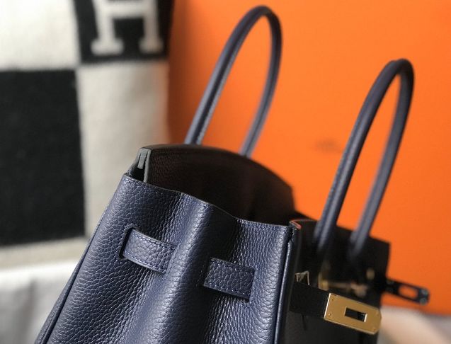 Hermes original togo leather birkin 25 bag H25-1 dark blue