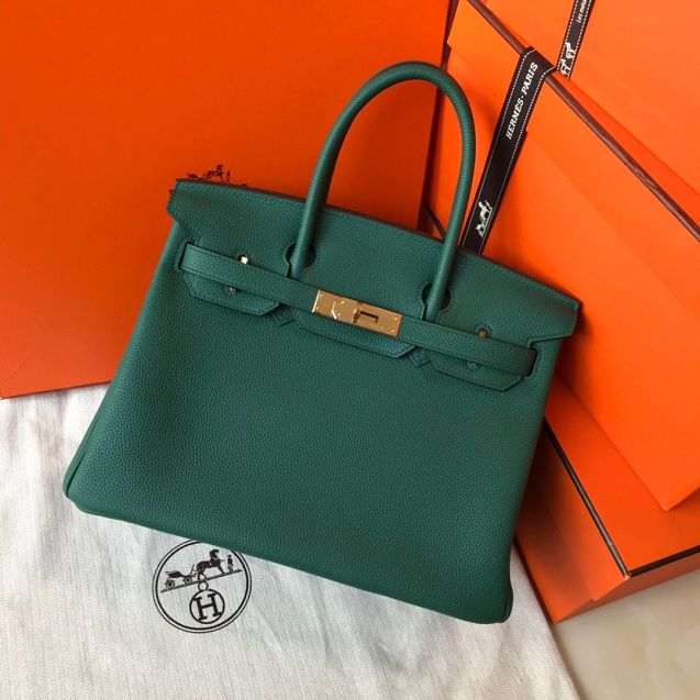 Hermes original togo leather birkin 25 bag H25-1 peacock green