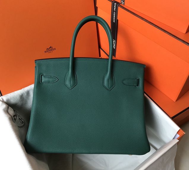 Hermes original togo leather birkin 25 bag H25-1 peacock green