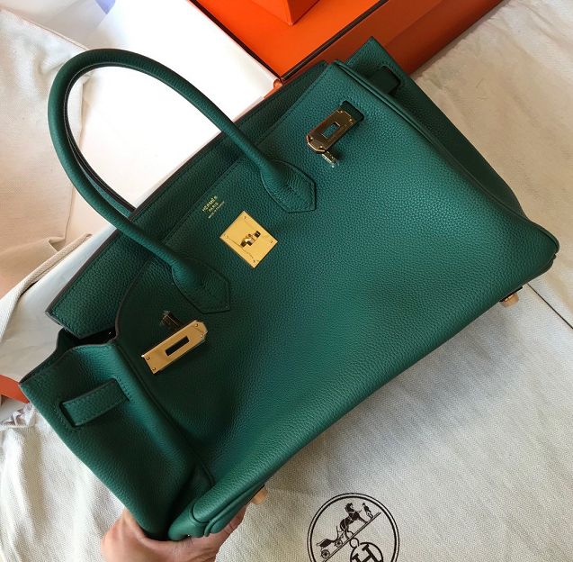 Hermes original togo leather birkin 25 bag H25-1 peacock green