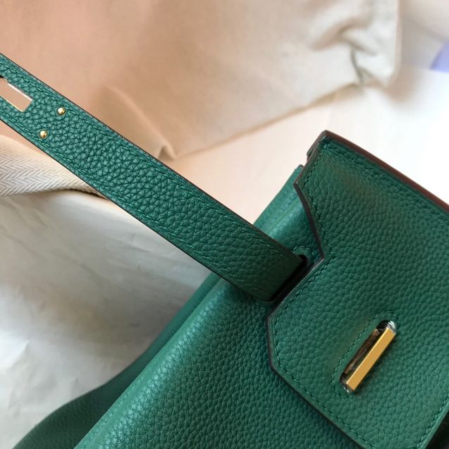 Hermes original togo leather birkin 25 bag H25-1 peacock green