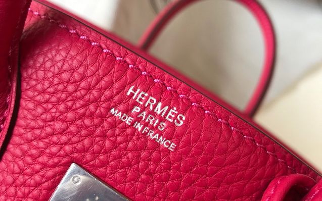 Hermes original togo leather birkin 25 bag H25-1 rose red