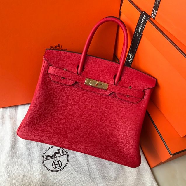 Hermes original togo leather birkin 30 bag H30-1 rouge garance