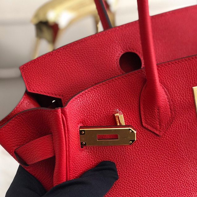 Hermes original togo leather birkin 30 bag H30-1 rouge tomate