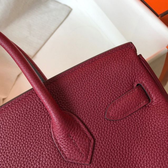Hermes original togo leather birkin 25 bag H25-1 rubis