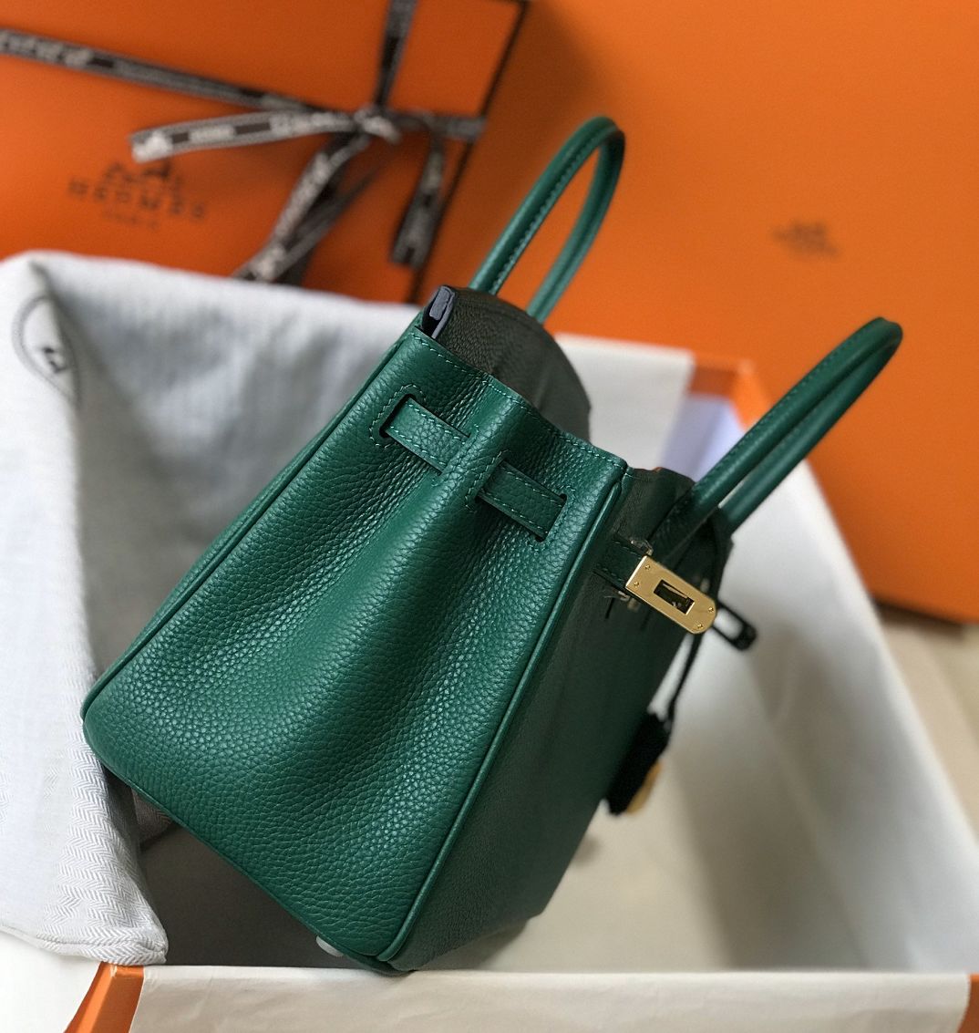 Hermes original togo leather birkin 35 bag H35-1 vert fonce