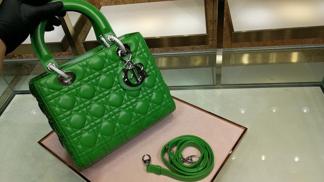 Dior original lambskin lady dior bag 44551 green