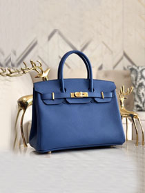 Hermes original epsom leather birkin 25 bag H25-3 agate blue	