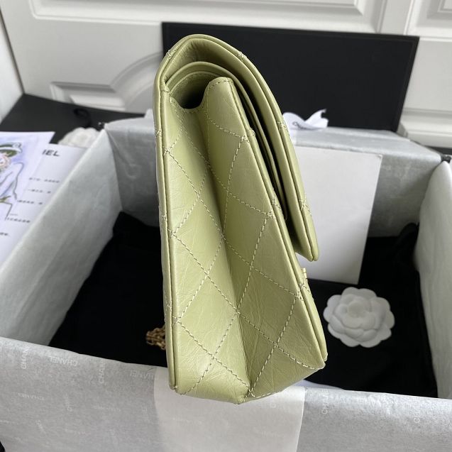 CC original aged calfskin large 2.55 flap handbag A37587 light green