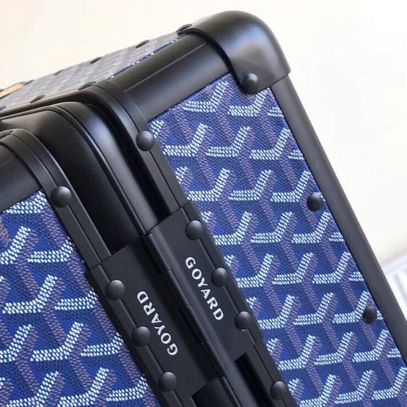 Goyard canvas rolling luggage GY0003 navy blue