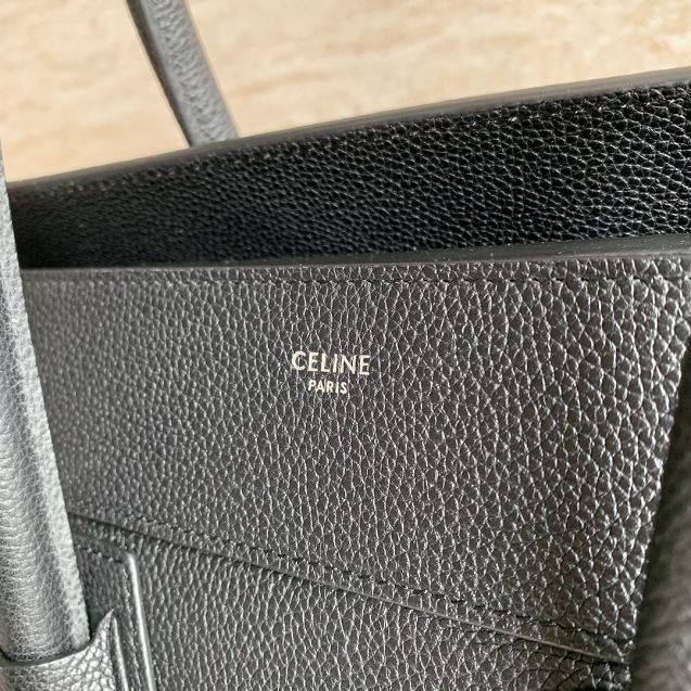 Celine original grained calfskin mini luggage handbag 189213 black