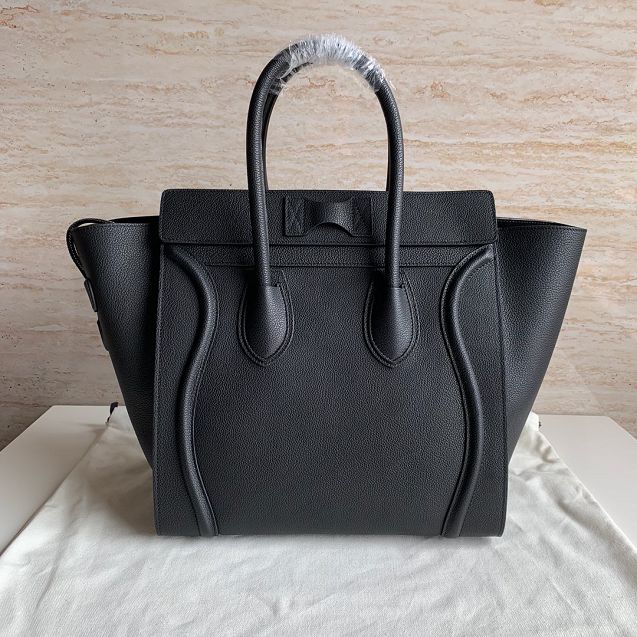 Celine original grained calfskin mini luggage handbag 189213 black