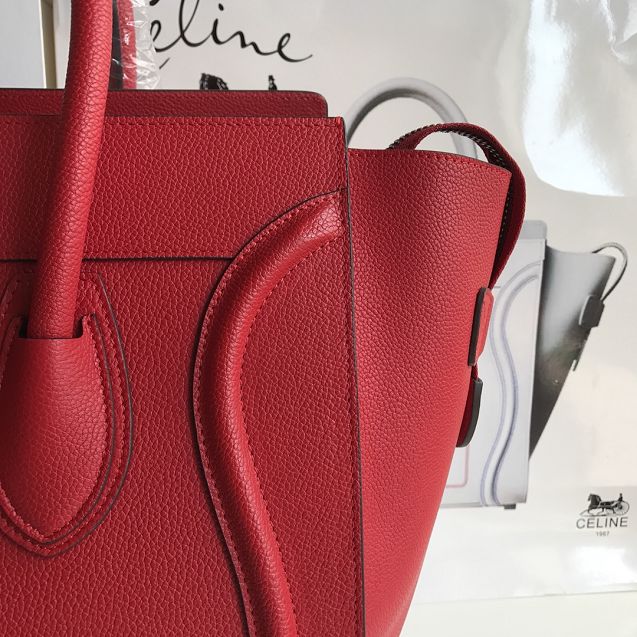 Celine original grained calfskin mini luggage handbag 189213 red