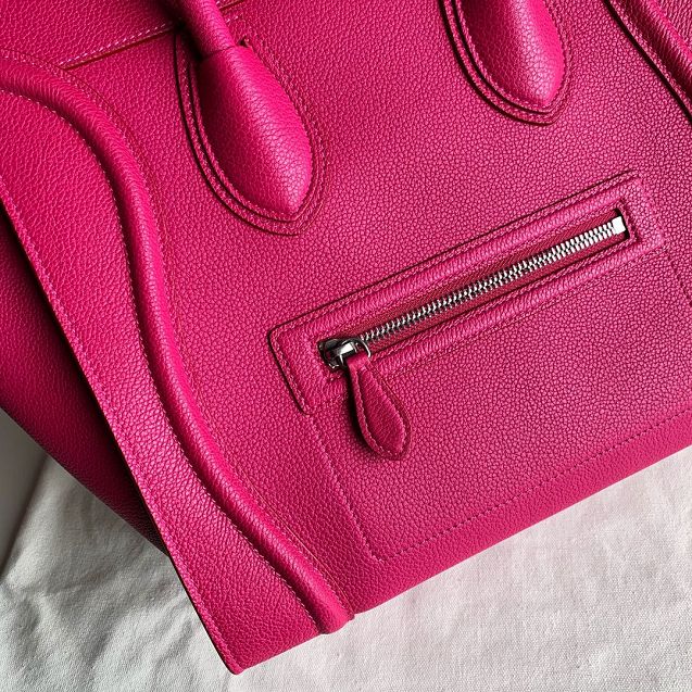 Celine original grained calfskin mini luggage handbag 189213 rose red