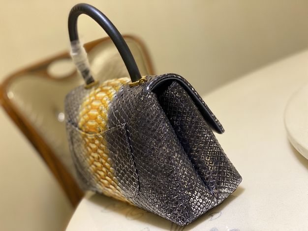 CC original python leather small coco handle bag A92990 black&gold