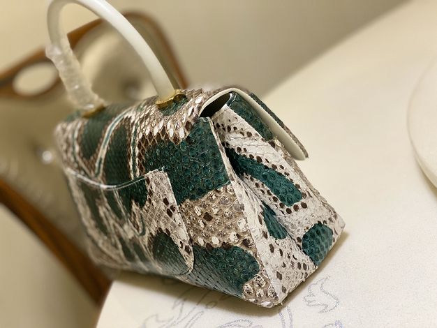 CC original python leather small coco handle bag A92990 grey&green