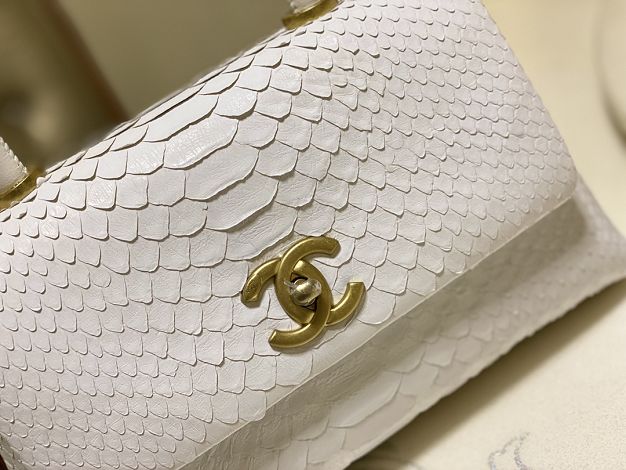 CC original python leather small coco handle bag A92990 white