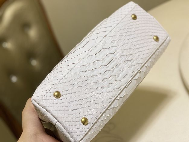 CC original python leather small coco handle bag A92990 white