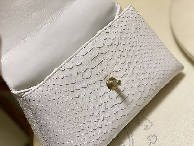 CC original python leather small coco handle bag A92990 white