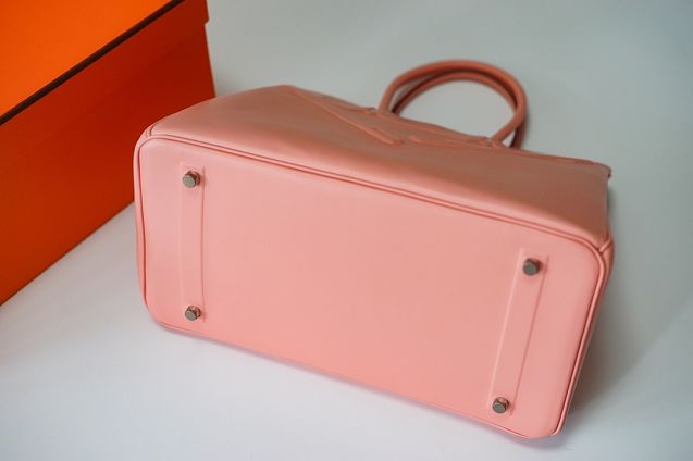 Hermes handmade original calfskin shadow birkin bag BK0037 pink