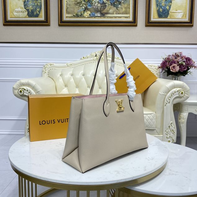 2021 Louis vuitton original calfskin lockme shopper handbag M57346 grey