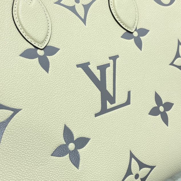 Louis vuitton original embossed calfskin onthego mm M45654 white&grey