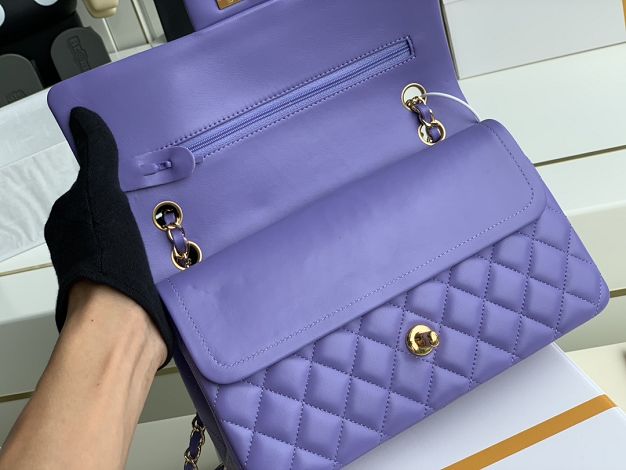 CC original lambskin medium flap bag A01112 purple