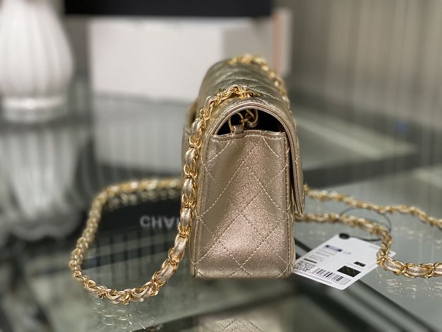 CC original lambskin mini flap bag A69900 champagne gold