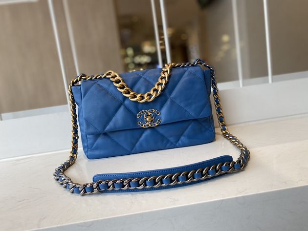 2021 CC original lambskin medium 19 flap bag AS1161 blue