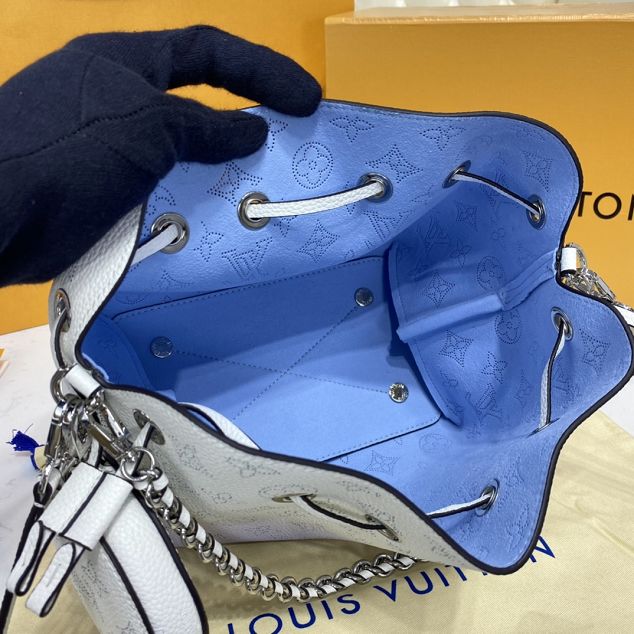 Louis vuitton original mahina leather bella bucket bag M57856 blue