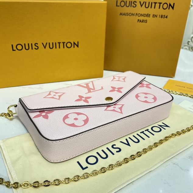 Louis vuitton original monogram calfskin felicie pochette M80498 light pink