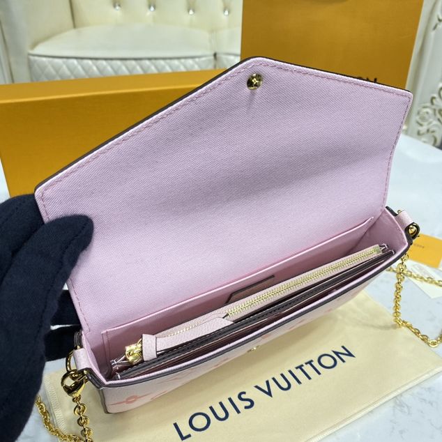 Louis vuitton original monogram calfskin felicie pochette M80498 light pink